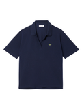 LACOSTE WOMEN Relaxed Fit Fluid Piqué Polo Shirt Midnight Blue