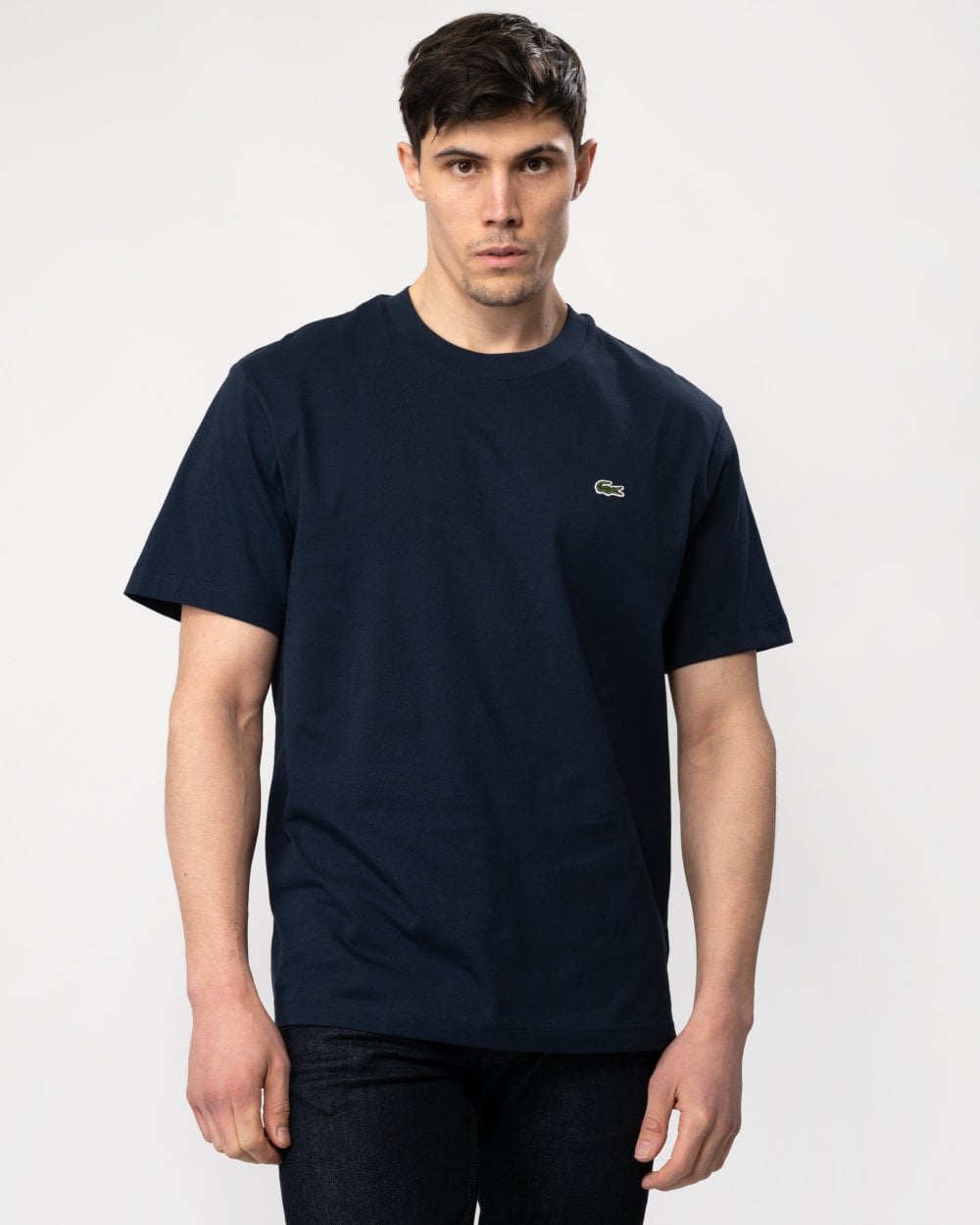 Lacoste Mens Classic Fit Cotton Jersey T-Shirt - Navy Blue 166