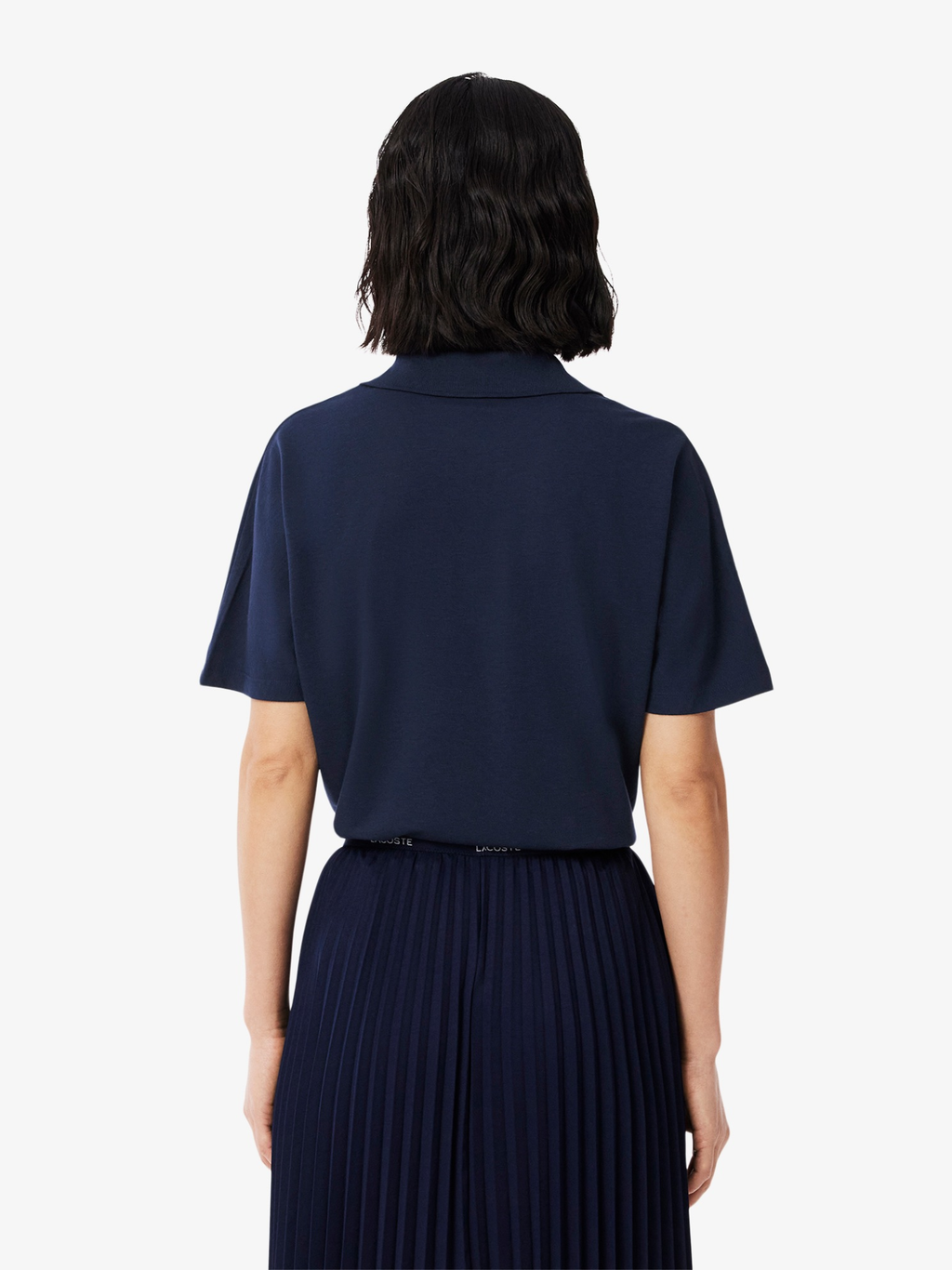 LACOSTE WOMEN Relaxed Fit Fluid Piqué Polo Shirt Midnight Blue
