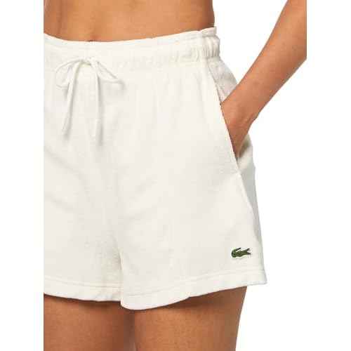 Lacoste Women's Organic Cotton Terry Shorts, Flour, 4