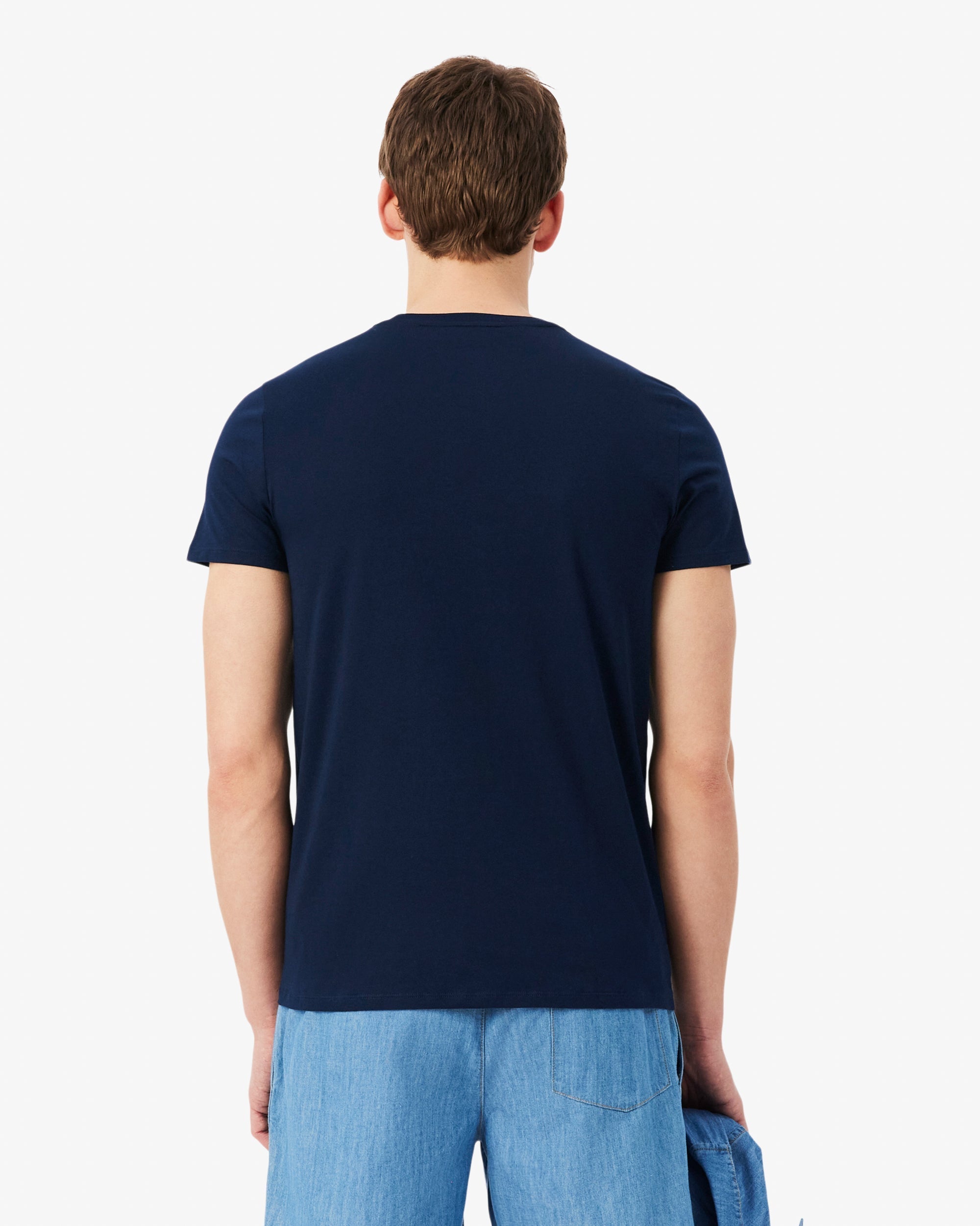 Lacoste Mens Crew Neck Pima Cotton Jersey T-Shirt - Navy Blue 166