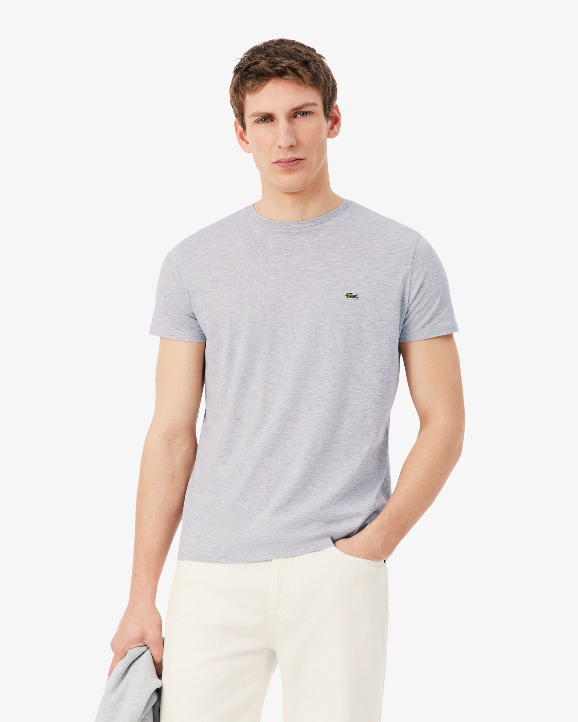 Lacoste Mens Crew Neck Pima Cotton Jersey T-Shirt - Silver Chine CCA