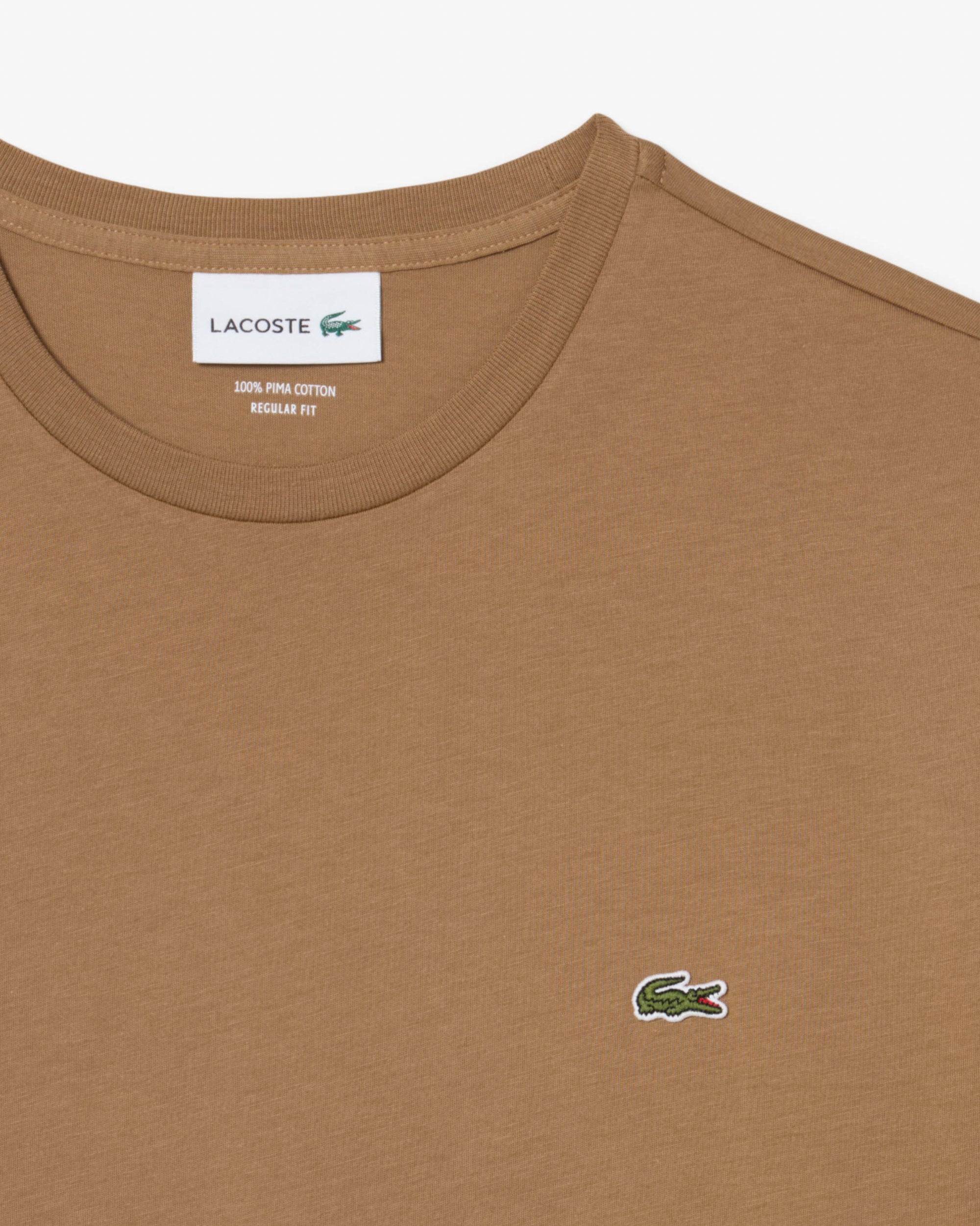 Lacoste Mens Crew Neck Pima Cotton Jersey T-Shirt - Cookie SIX