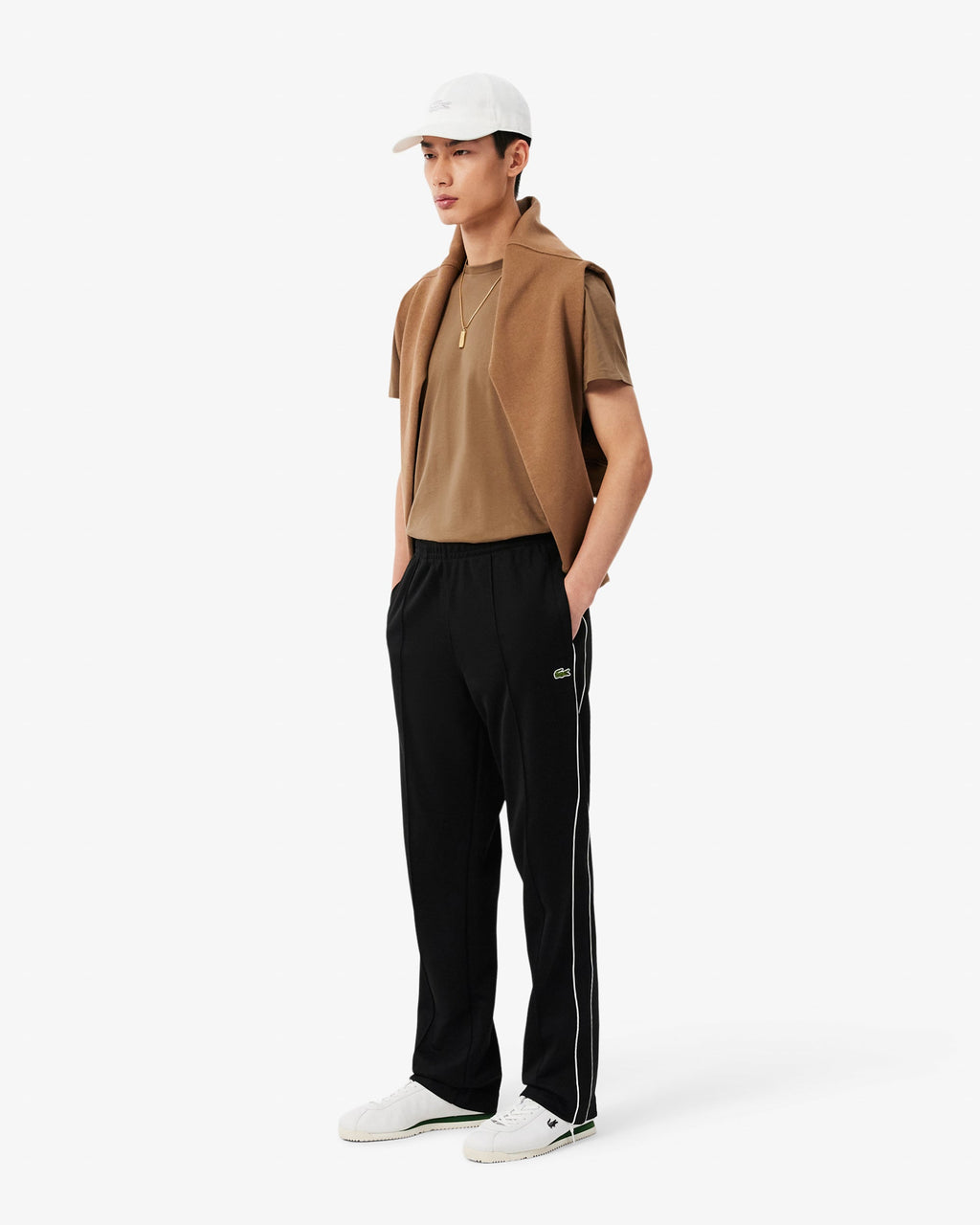 Lacoste Mens Crew Neck Pima Cotton Jersey T-Shirt - Cookie SIX