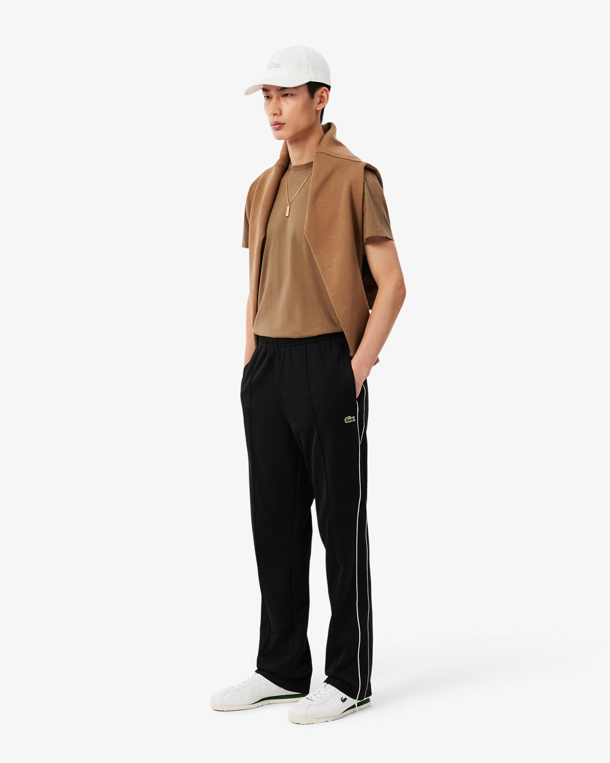Lacoste Mens Crew Neck Pima Cotton Jersey T-Shirt - Cookie SIX