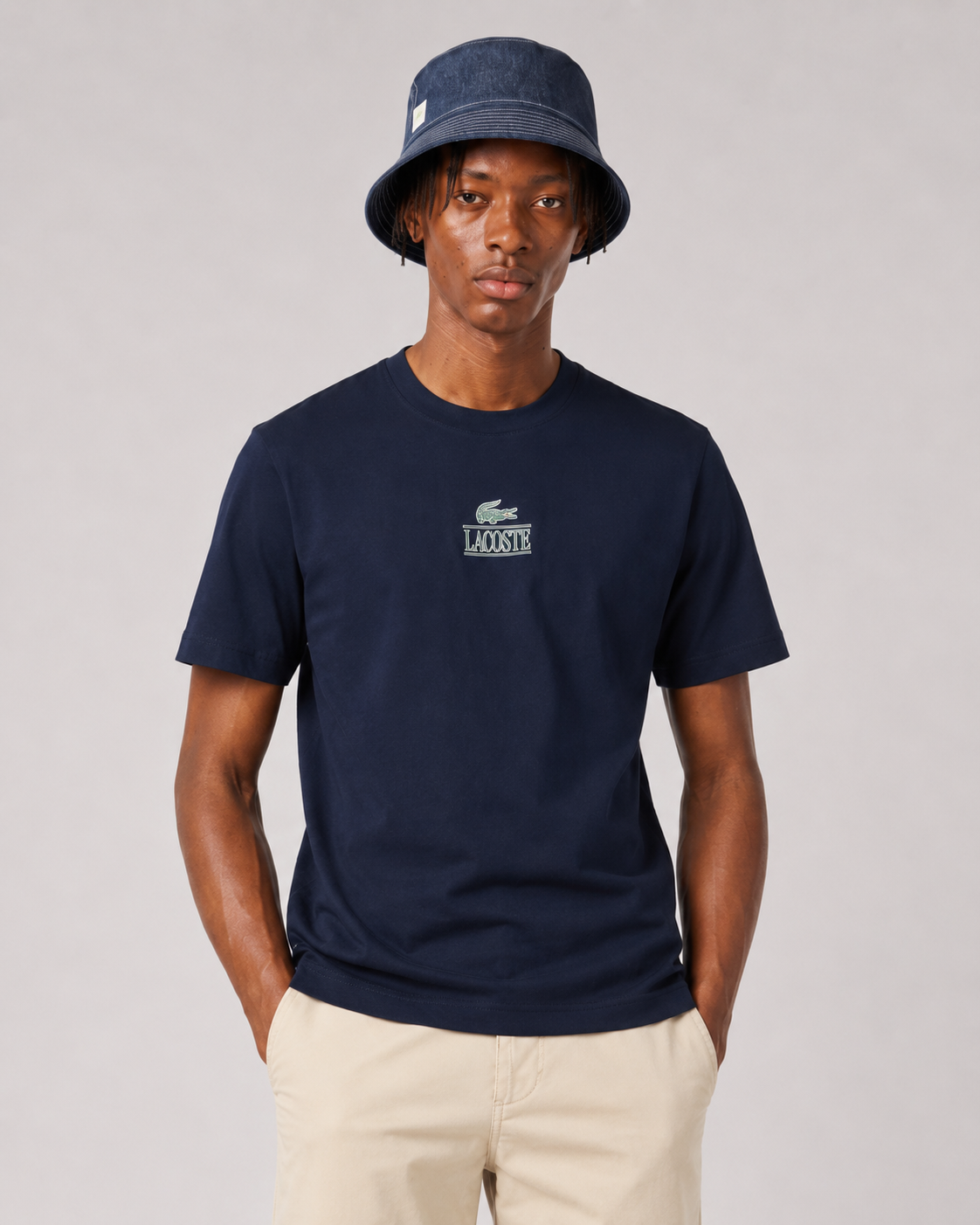 Lacoste Unisex Regular Fit Cotton Jersey Branded T-Shirt Navy Blue TH1147 166