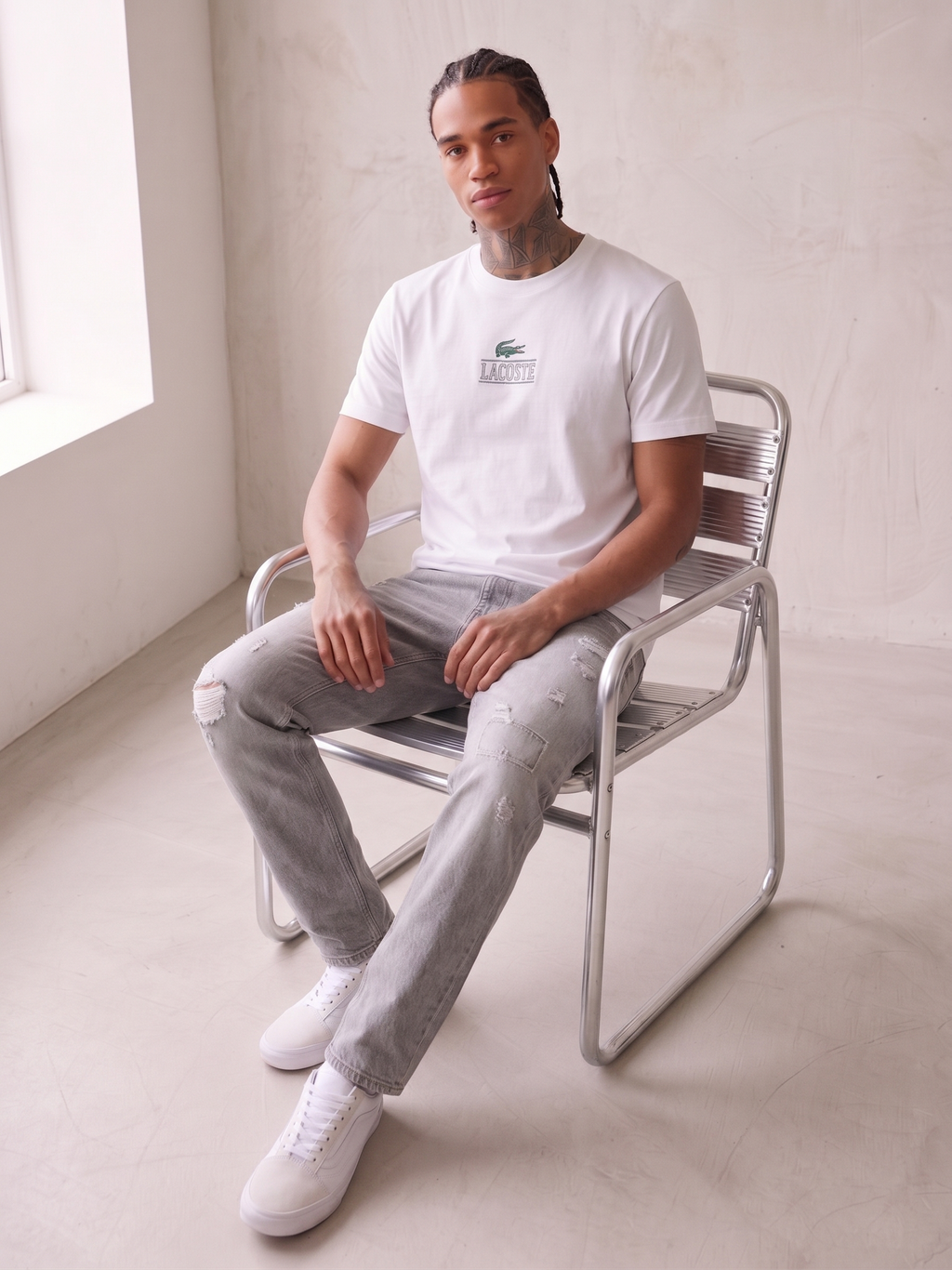 Lacoste Unisex Regular Fit Cotton Jersey Branded T-Shirt White TH1147 001