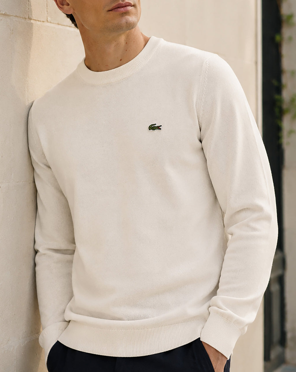 Lacoste Crew Neck Knit Jumper Flour