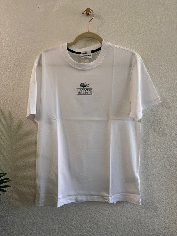 Lacoste Unisex Regular Fit Cotton Jersey Branded T-Shirt White TH1147 001