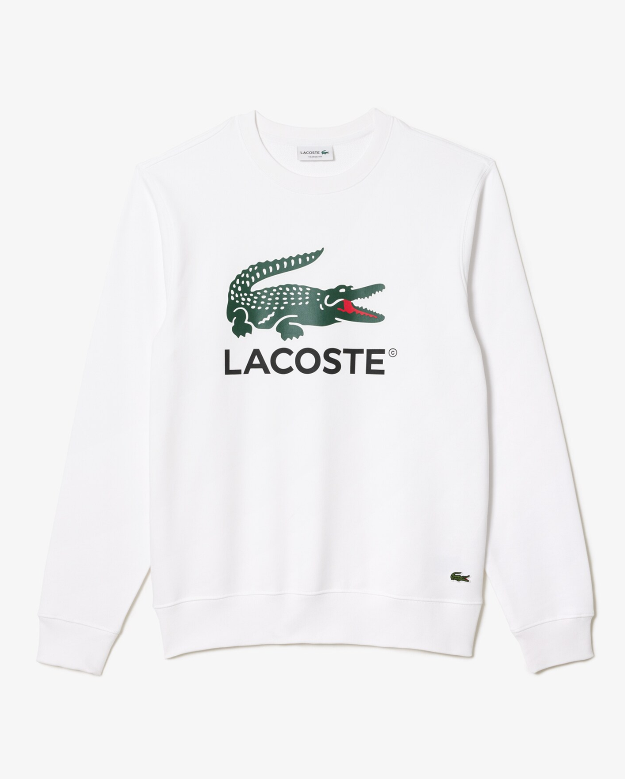 Lacoste Classic Fit Fleece Crewneck Sweatshirt - White