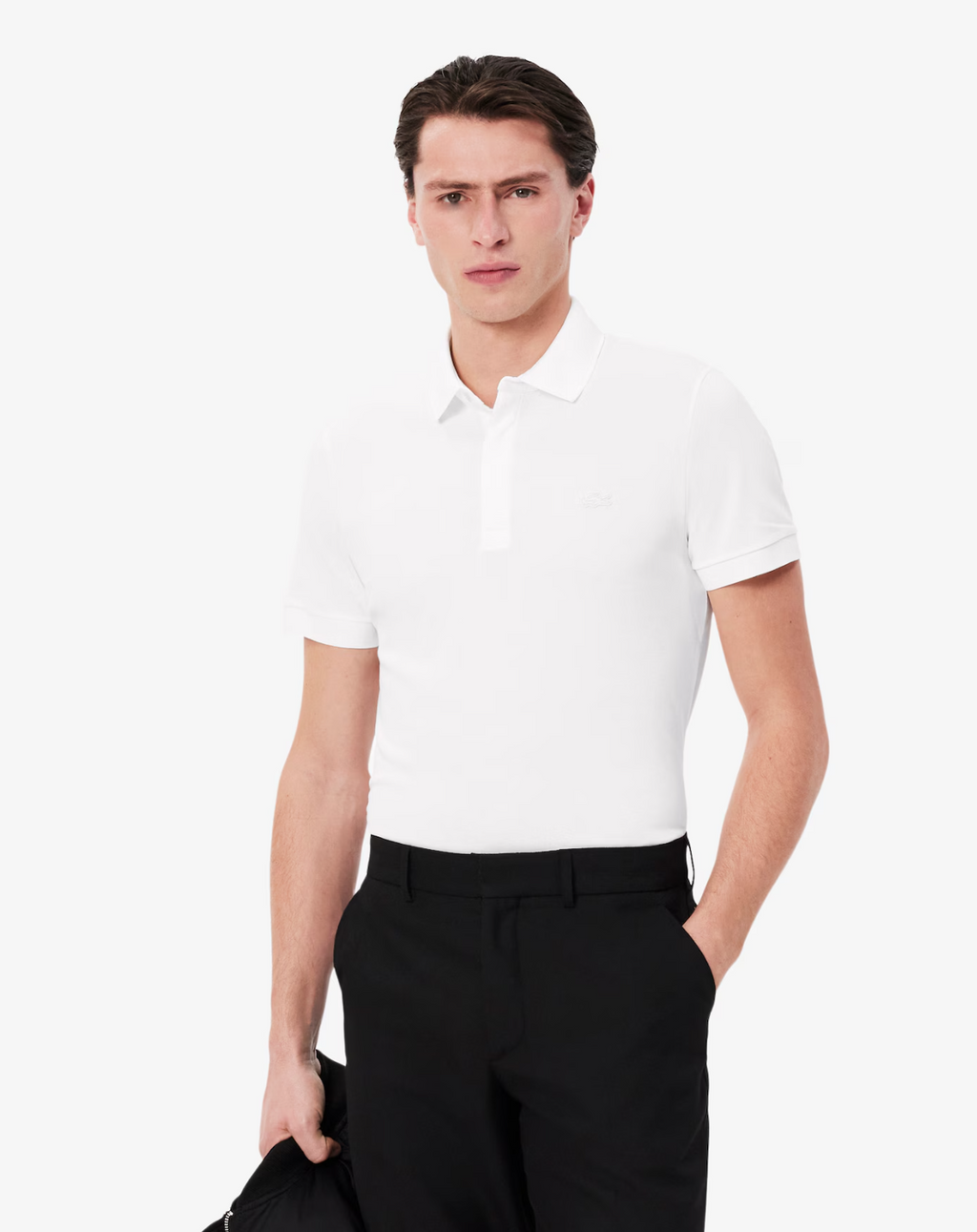 Lacoste Regular Fit Stretch Cotton Paris Polo  - White
