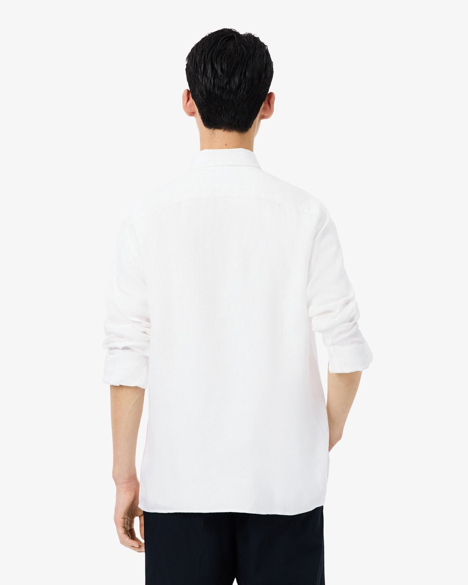Lacoste Regular Fit Long Sleeve Mens Linen Shirt - White 001