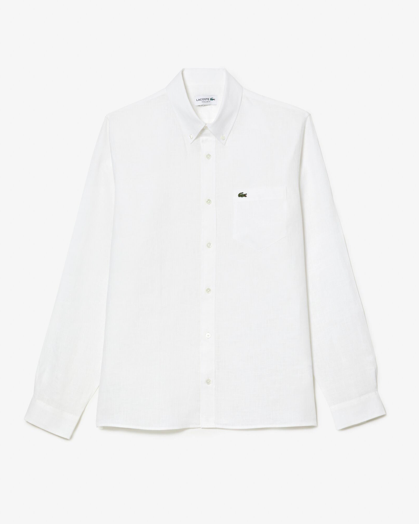 Lacoste Regular Fit Long Sleeve Mens Linen Shirt - White 001
