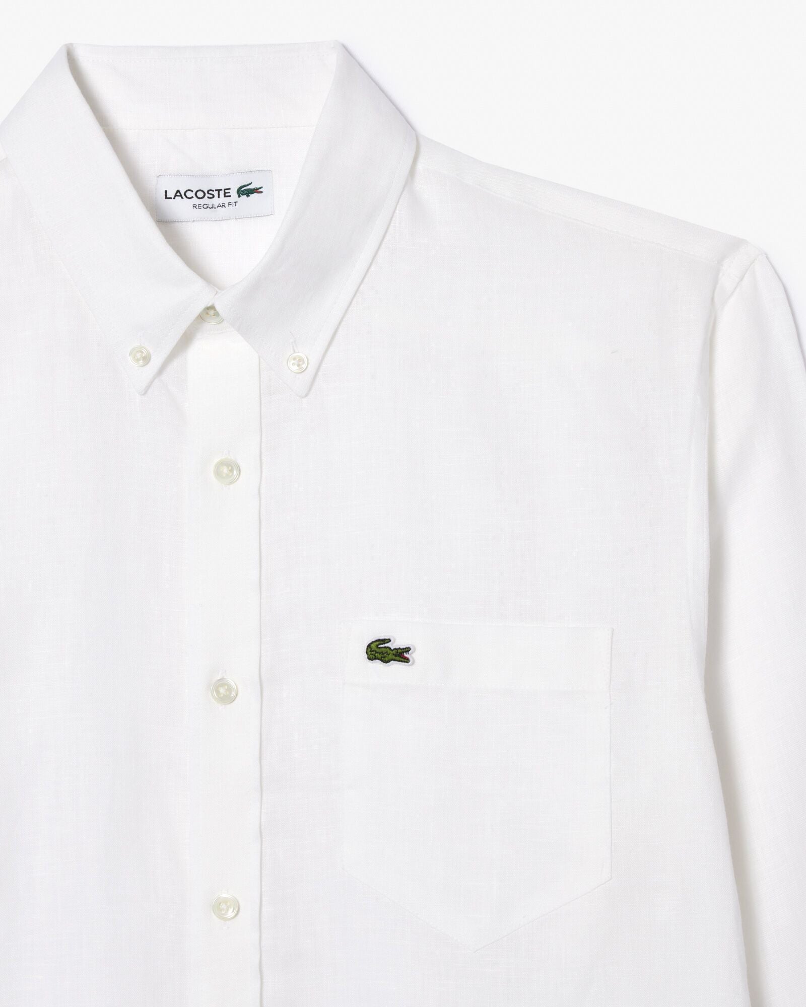 Lacoste Regular Fit Long Sleeve Mens Linen Shirt - White 001