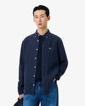 Lacoste Regular Fit Long Sleeve Mens Linen Shirt - Navy Blue 166