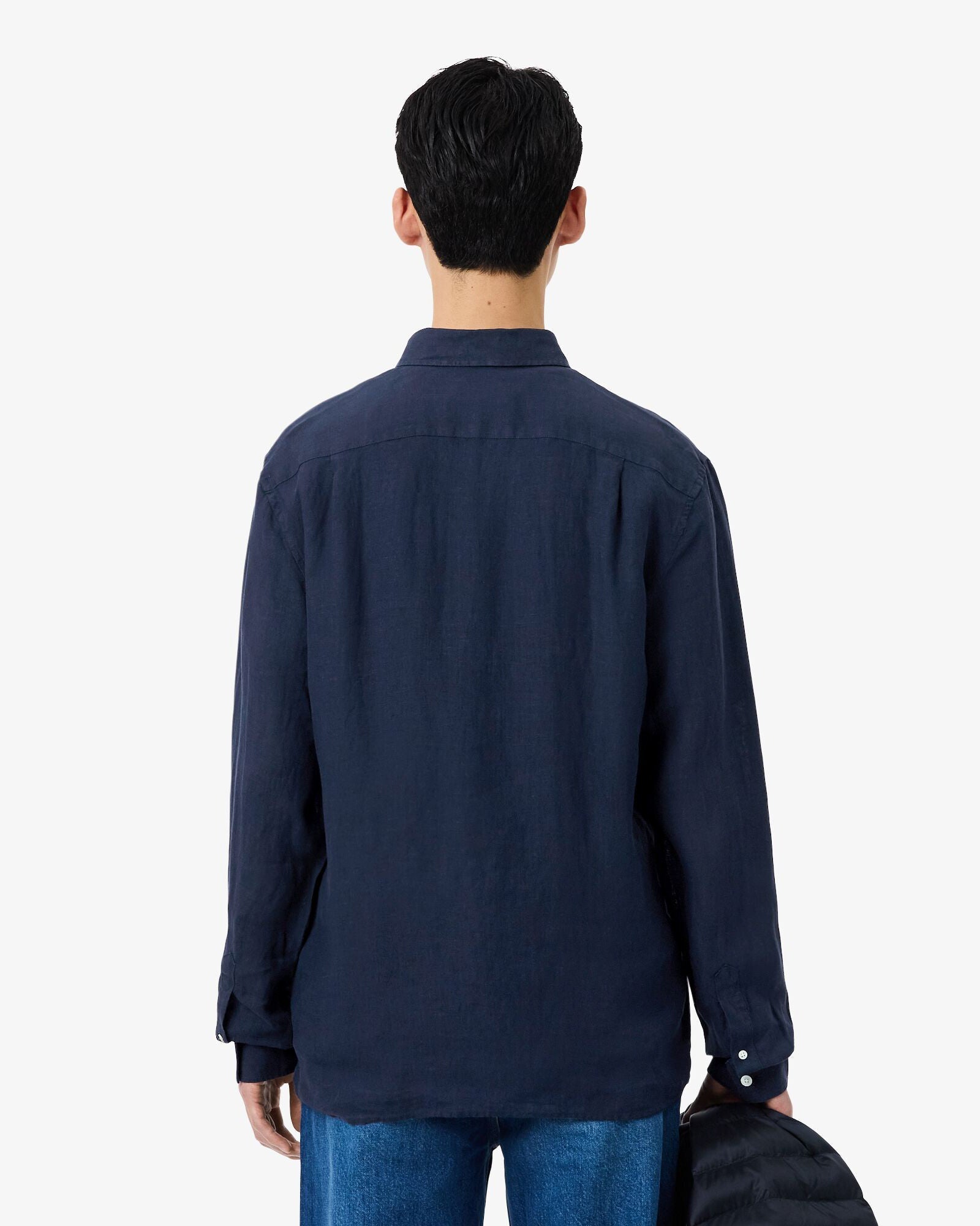 Lacoste Regular Fit Long Sleeve Mens Linen Shirt - Navy Blue 166