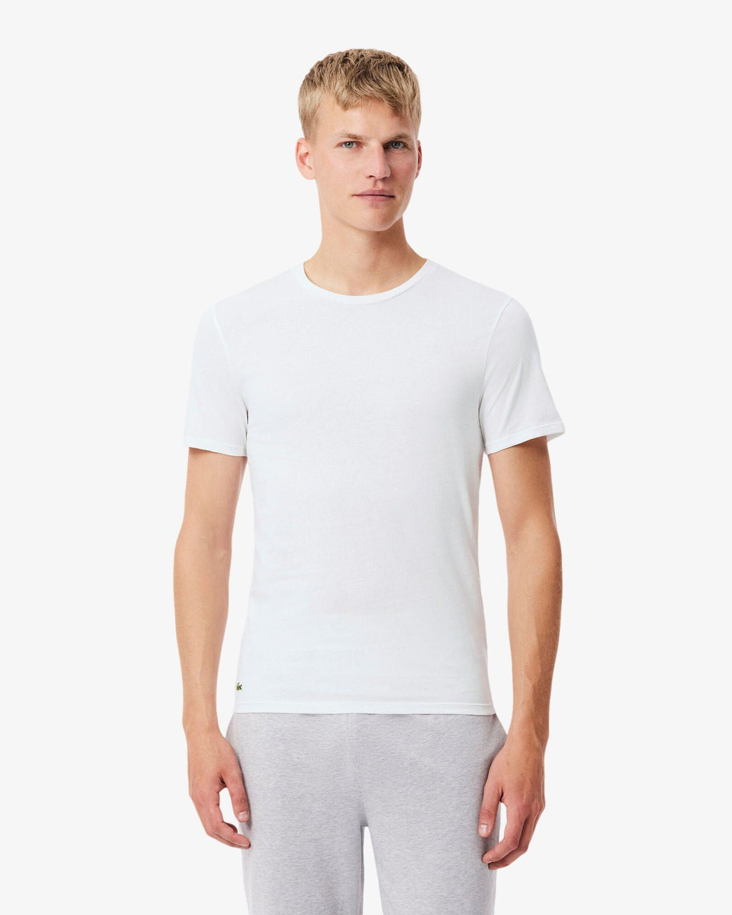 Lacoste Mens 3-Pack Plain Mens T-Shirts - White/Silver Chine-Black BXY