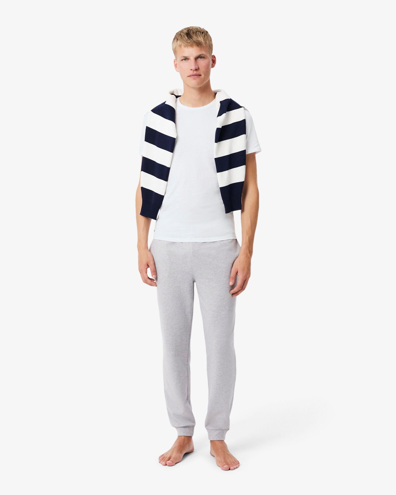 Lacoste Mens 3-Pack Plain Mens T-Shirts - White/Silver Chine-Black BXY