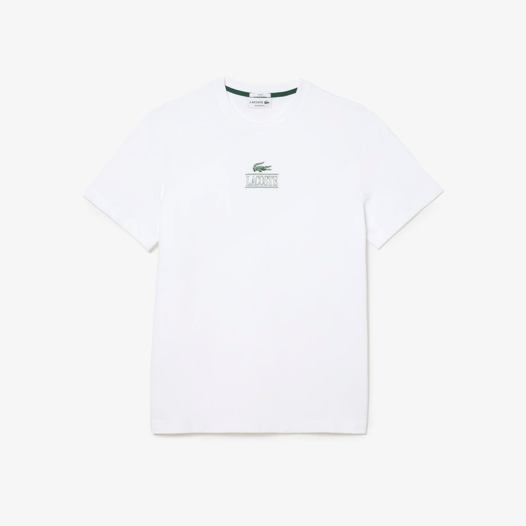 Lacoste Unisex Regular Fit Cotton Jersey Branded T-Shirt White TH1147 001
