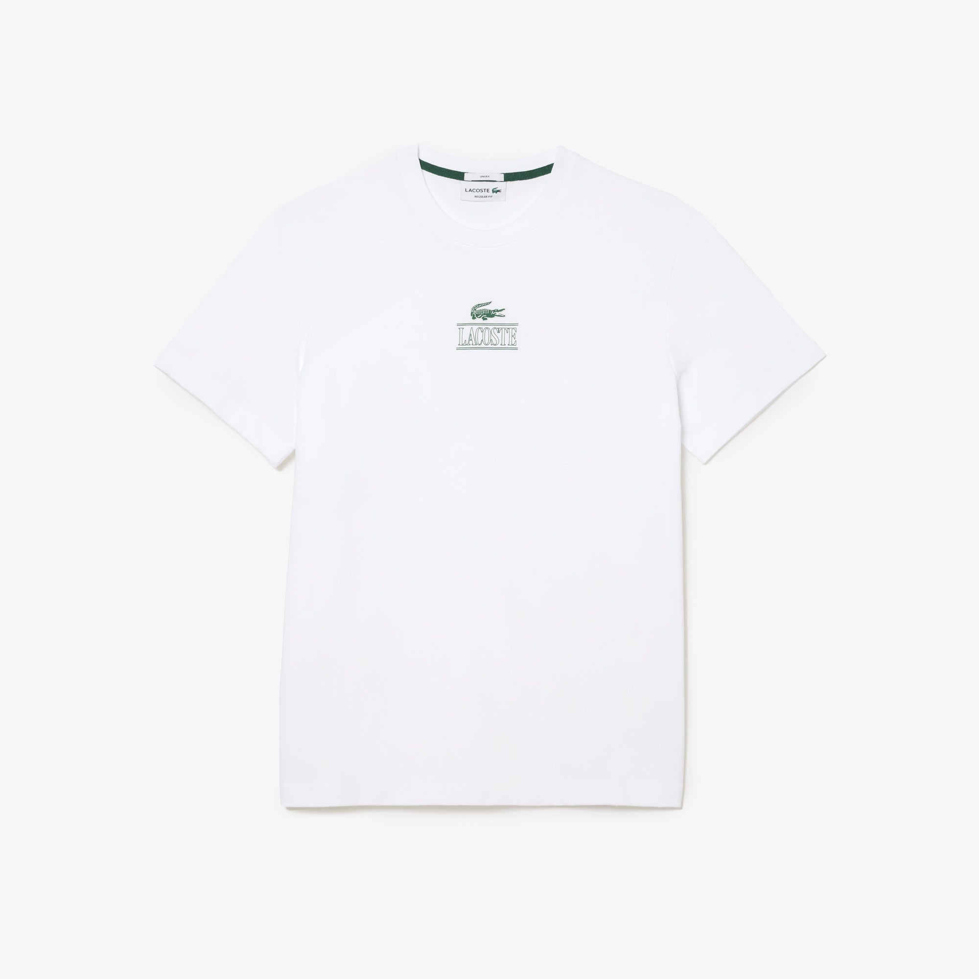 Lacoste Unisex Regular Fit Cotton Jersey Branded T-Shirt White TH1147 001