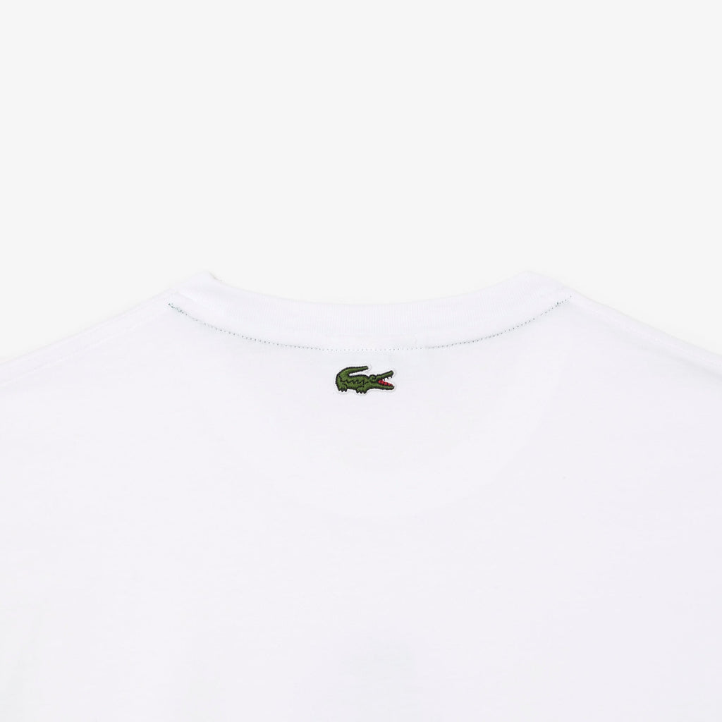 Lacoste Unisex Regular Fit Cotton Jersey Branded T-Shirt White TH1147 001