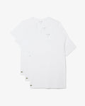 Lacoste 3-Pack Cotton Crew Neck Mens T-Shirts - White 001